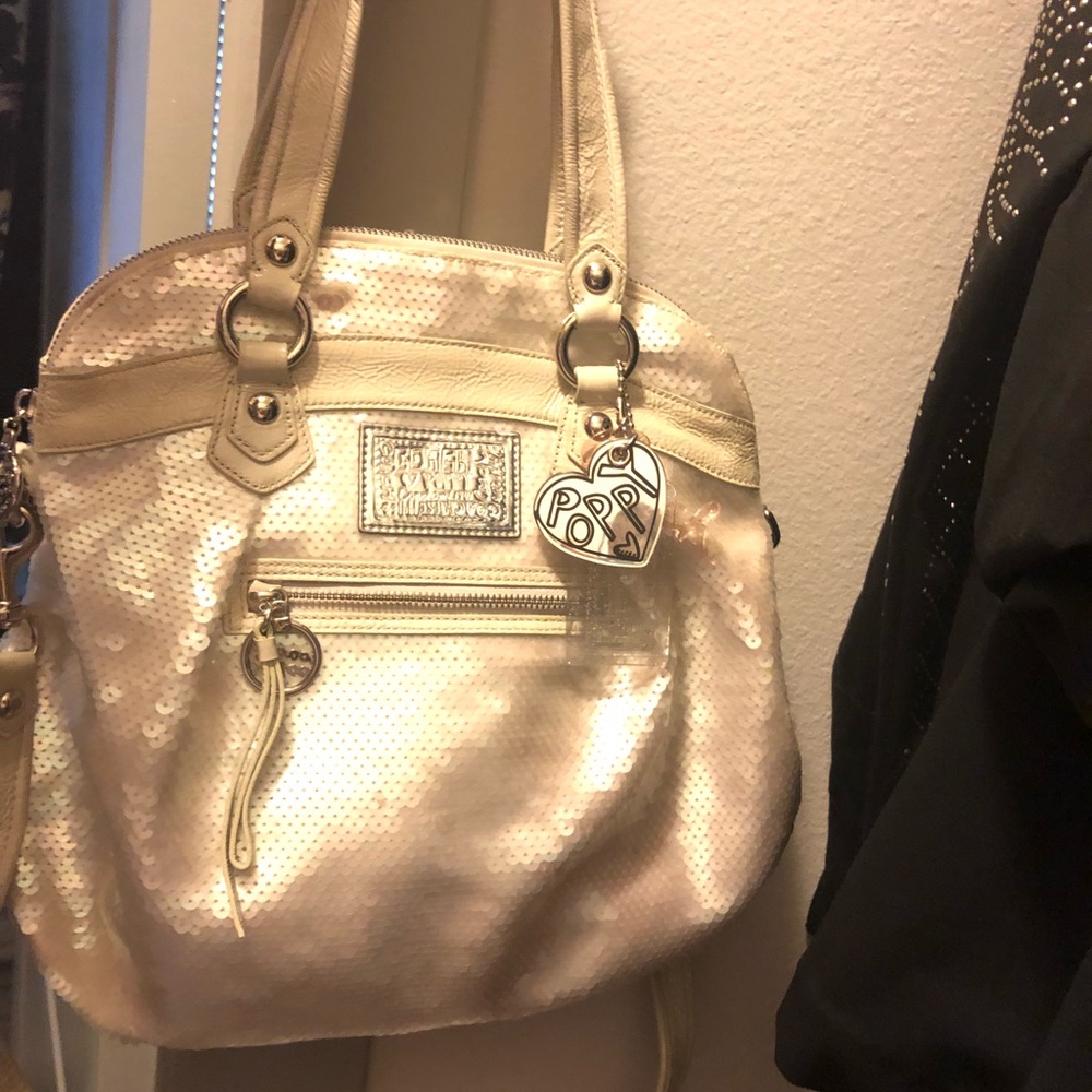 White sequin Coach purse